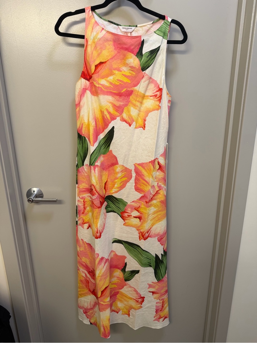 Amanda Uprichard Sleeveless Floral Maxi Dress in Pink, Yellow and Green